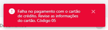 Payment with creditcard failed