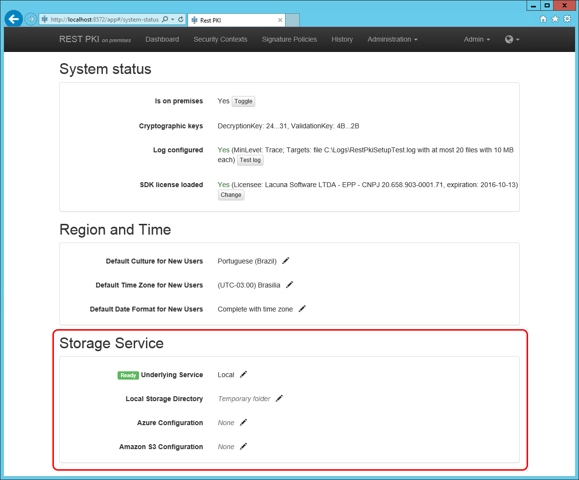 Storage Service config